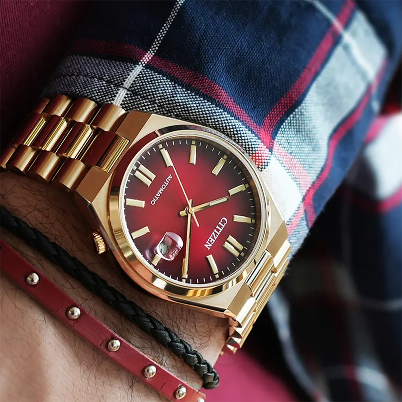 Citizen Tsuyosa Red Dial Rose Gold-tone Men’s Watch- NJ0153-82X